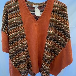 NWT VOY Boutique Southwestern Rust Boho Cardigan Small